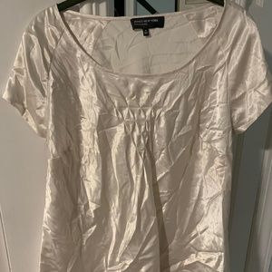 Jones New York ,NWT, cap sleeve blouse, Winter White, Satin finish, size 14